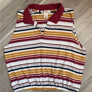 Striped Sleeveless Polo Shirt